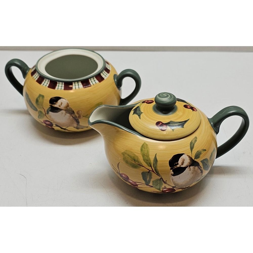 Lenox Winter Greetings Everyday Chickadee Creamer and Sugar Bowl Set
